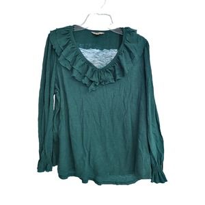 Terra & Sky Green Smocked Ruffle Cuff Long Sleeve Shirt - 1X